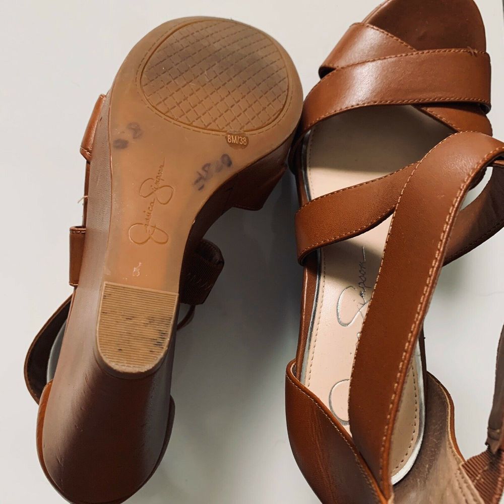 Jessica Simpson Jadyn Camel Leather Wedges - Picture 6 of 6